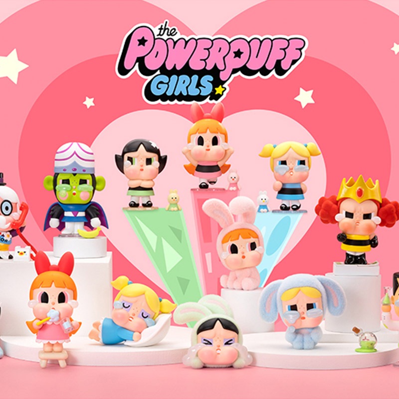 พร้อมส่ง Popmart POPMART CRYBABY x Powerpuff Girls Series Blind box ของเล่น ของขวัญ ของแท้ อินเทรนด์ เล่น ตุ๊กตา วันเกิด