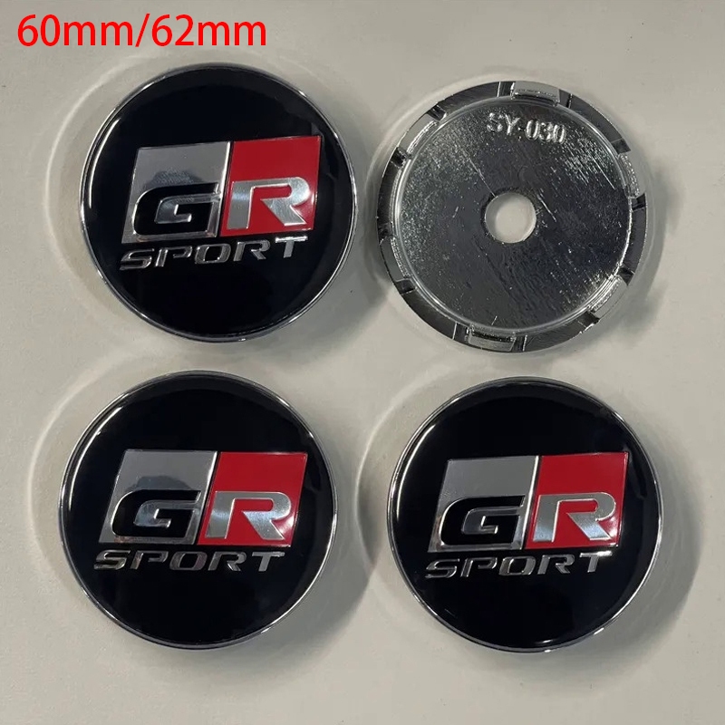4 ชิ้น 60 มิลลิเมตร/62 มิลลิเมตรรถศูนย์ล้อ Hub Cap ขอบสําหรับ Toyota GR Sport Corolla RAV4 C-HR Yaris Camry Prado Prius Highlander รถอุปกรณ์เสริมอัตโนมัติ