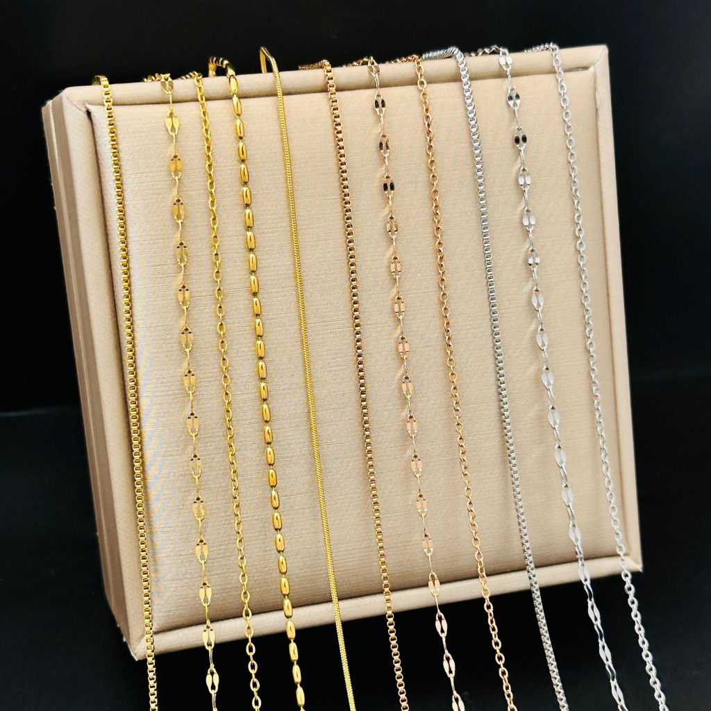 Ht ไทเทเนียมเหล ็ กชุบ 18K Gold Colorfast สร ้ อยคอสแตนเลสบางโซ ่ กระดูกไหปลาร ้ าอุปกรณ ์ เสริม ราคา ถูกที่สุด ดีลบีเคเค
