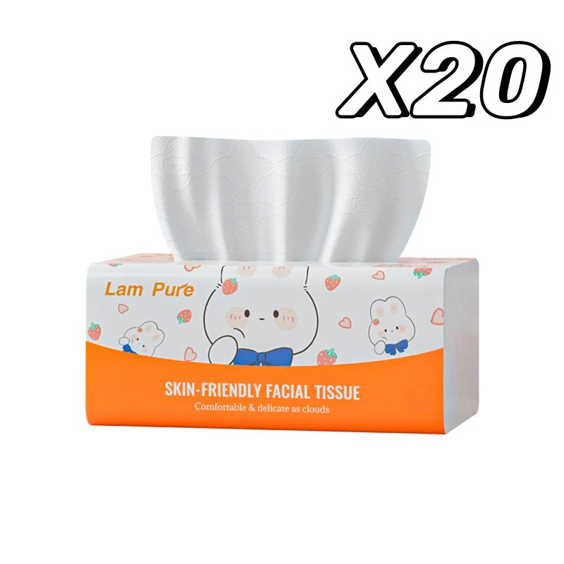[ 20ห่อ ] LamPure คอมฟอร์ทกระดาษเช็ดหน้าแบบมืออาชีพสำหรับผิวหน้าลายนูนสองด้าน 240 แผ่น 4 ชั้น thumbnail 3