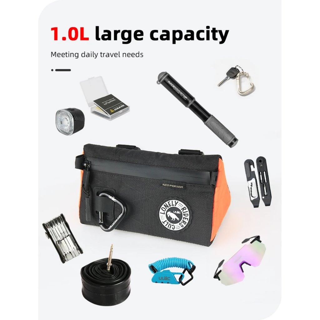 ULAC กระเป๋าแฮนด์บาร์พกพาได้ ขนาด 1L สำหรับจักรยาน MTB แบบปะแนียร์หน้า กันน้ำได้ - รูปที่ 7