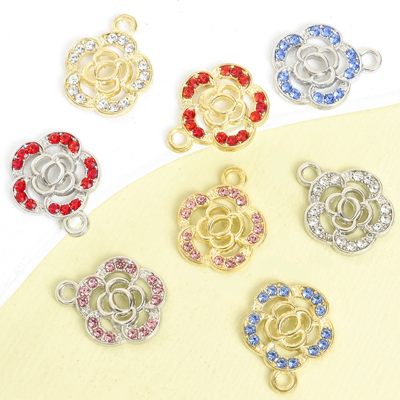 10ชิ้นรูปแบบใหม่ที่สง่างาม ดอกเคมีเลีย เสน่ห์ที่มีสีสัน พลอยเทียม ทําเอง อารมณ์สร้อยคอสร้อยข้อมือต่างหูสําหรับสวมใส่สบายๆและทางการโซ่เครื่องประดับทําจี้ดอกไม้กลวง