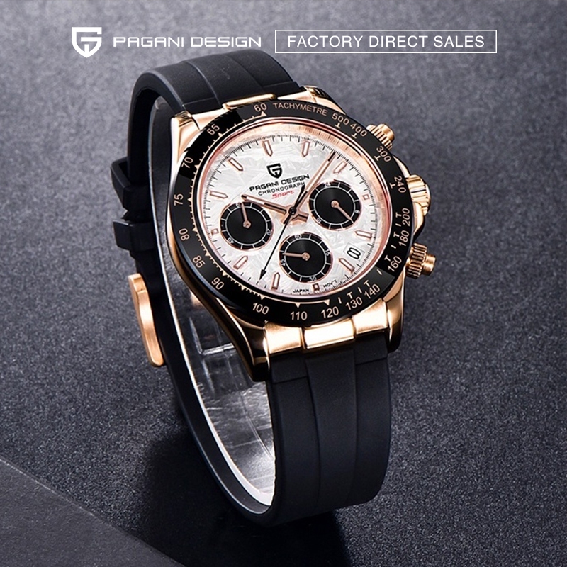 Pagani Design 40MM ควอตซ์ นาฬิกาชาย VK63 Time Code Rubber 100M กันน้ำ นาฬิกา นาฬิกาชาย PD-1664