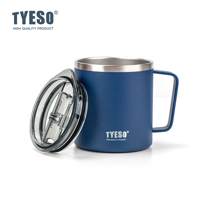 TYESO แก้วกาแฟ แก้วเก็บอุณหภูมิ Mug ขนาด400ml กระติกน้ำร้อนฉนวนสุญญากาศพร้อมที่จับและฝาปิด