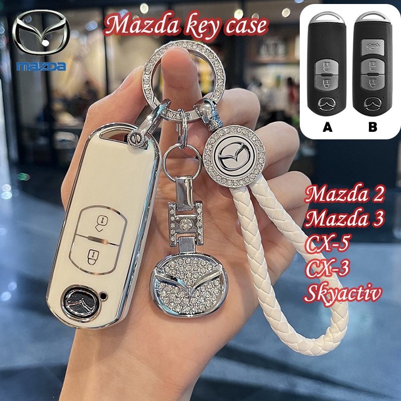 พวงกุญแจรถยนต์Mazda รูปแบบเรียบง่าย Mazda 2 Mazda 3 cx-3 cx-5 skyactiv ปลอกกุญแจรถ