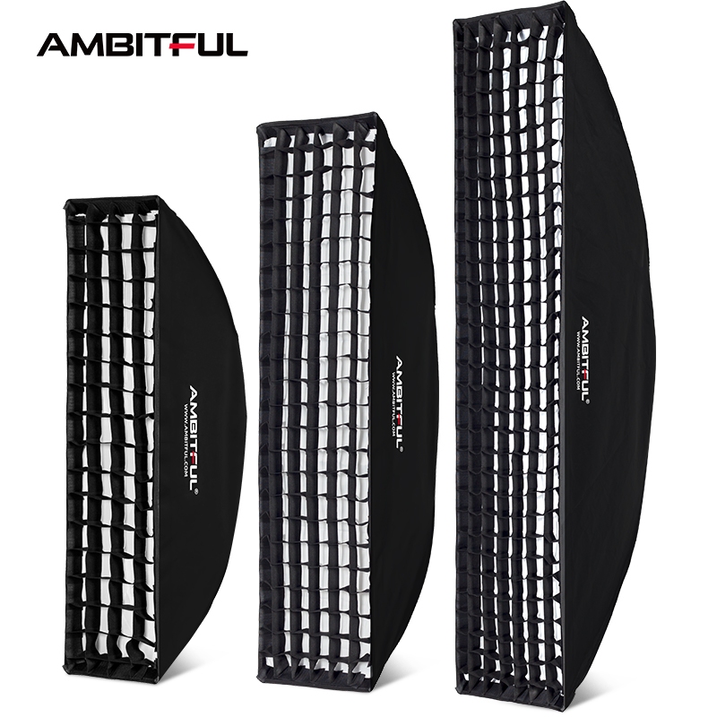 Ambitful 60×90 ซม.22×90 ซม.30×120 ซม.35×160 ซม.95 ซม.สี่เหลี่ยมผืนผ้าแปดเหลี่ยมรังผึ้งตาราง Softbox สําหรับ Godox Apture Yongnuo Bowens Mount สตูดิโอ