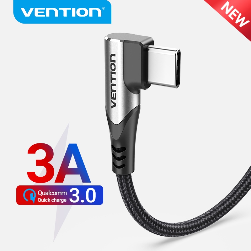 Vention สาย USB C 90 องศา 3A ชาร์จเร็ว 480Mbps สายเกียร์ Type C สําหรับแล็ปท็อปโทรศัพท์