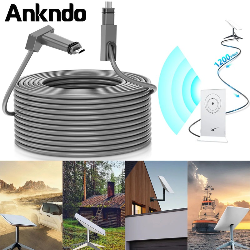 สายเคเบิล Starlink 150FT สำหรับการเชื่อมต่อ Starlink V2 กันน้ำ IP68 รองรับสายเคเบิลเปลี่ยนโปรโตคอล 1200M สำหรับเราเตอร์ (150FT/46M)