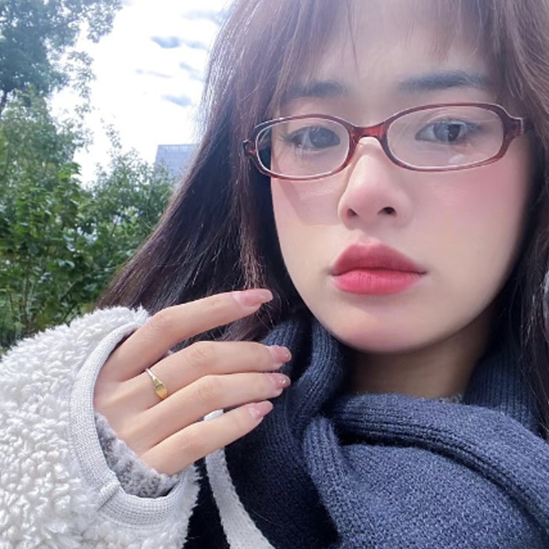 🔥แว่นตาเลนส์ใสทรงวงรีY2Kขนาดเล็กกรอบแคบสีแดงสีเขียวสไตล์ญี่ปุ่นสําหรับผู้หญิง.besla.th-COD