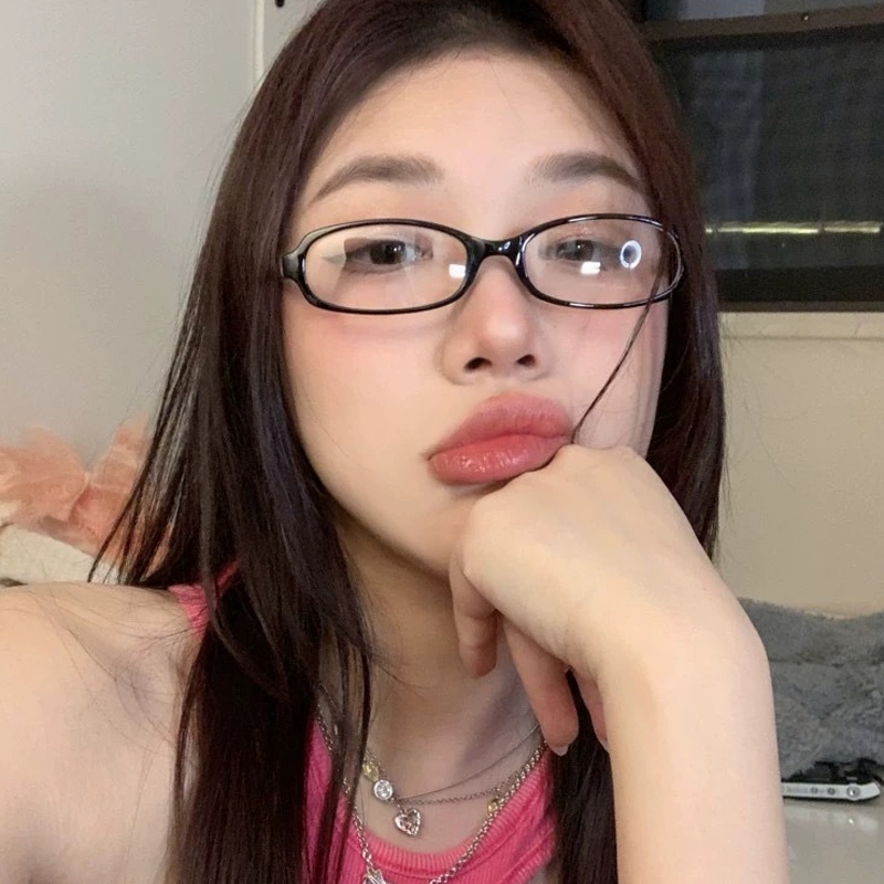 🔥แว่นตาเลนส์ใสทรงวงรีY2Kขนาดเล็กกรอบแคบสีแดงสีเขียวสไตล์ญี่ปุ่นสําหรับผู้หญิง.besla.th-COD