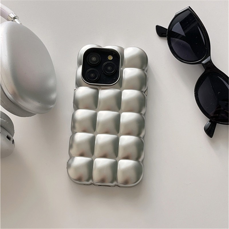 Iphone 16 15 Pro max 14 Pro max รูปแบบพัฟไข่เงินชุบฝ้าเคสโทรศัพท์วัสดุ TPU