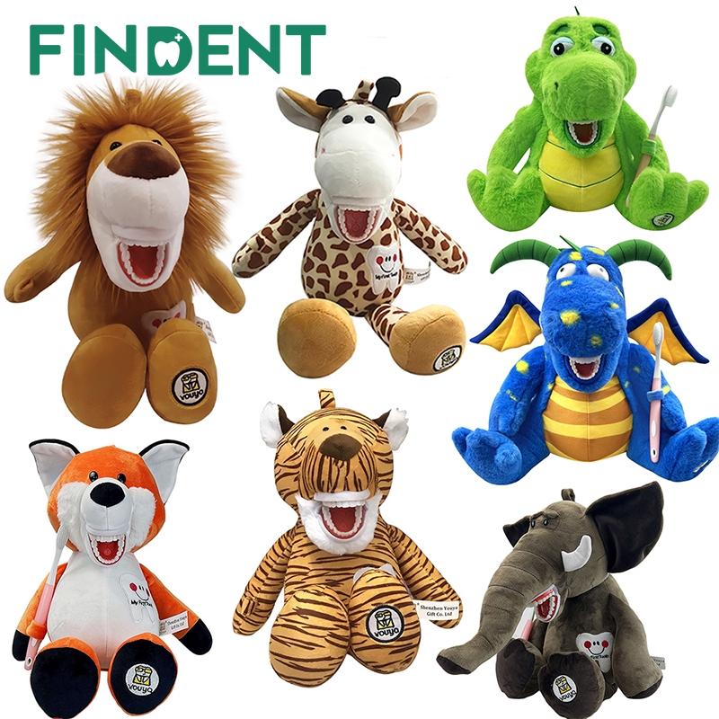 ของเล่นตุ๊กตาทันตกรรมแปรงฟันการสอนรุ่นสัตว์น่ารักเด็กearlierการศึกษาของเล่นทันตแพทย์คลินิกตกแต่งของขวัญทันตกรรม