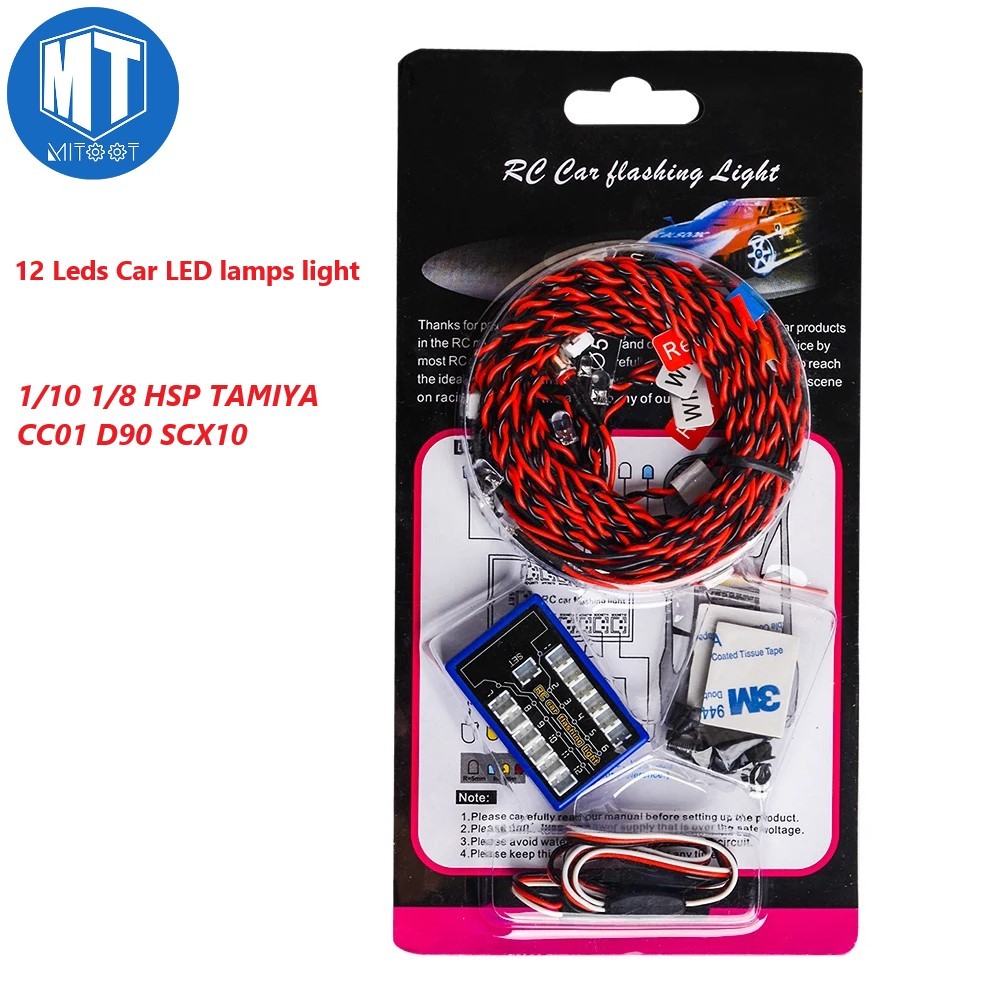 ชุดไฟสโตรบ LED 12 ดวง สําหรับโมเดลรถบังคับ 1/10 1/8 HSP TAMIYA CC01 D90 SCX10