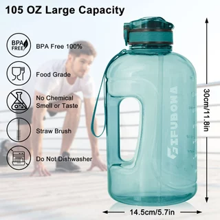 GEMFUL ขวดน้ําขนาดใหญ่ 3l พร้อมที่จับฟางกีฬาเหยือกดื่ม Bpa ฟรี Leakproof สําหรับเล่นกีฬากลางแจ้ง