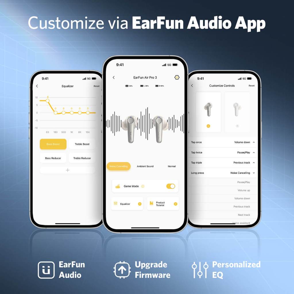 Earfun Air Pro 3 หูฟังไร้สาย ตัดเสียงรบกวน จัดส่งจากไทย หูฟังบลูทูธ 5.3 หูฟังอินเอียร์