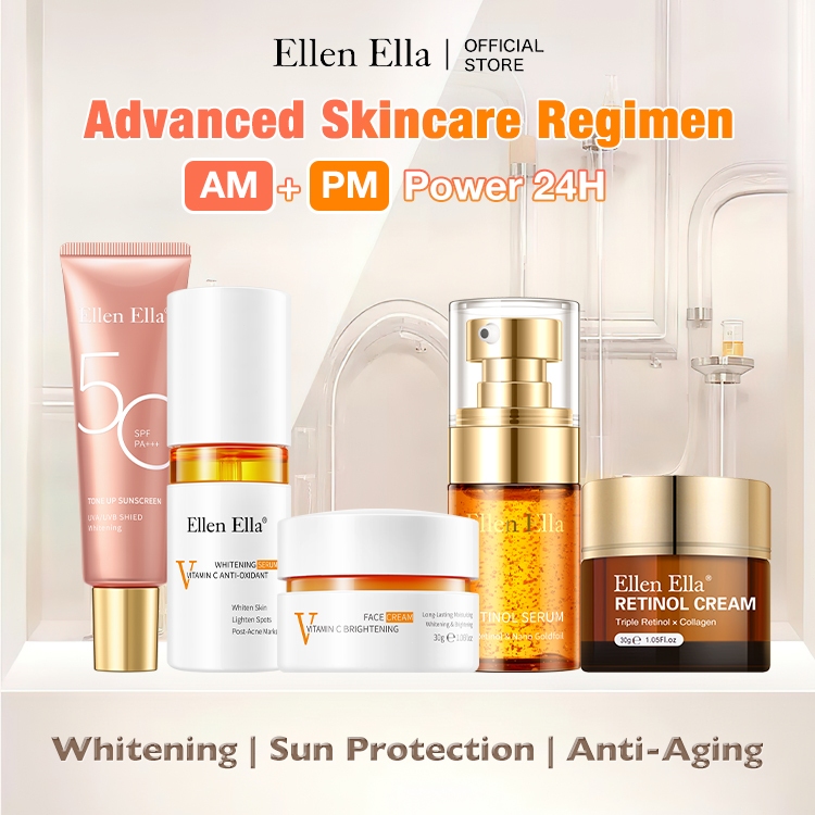 Ellen Ella Advanced skincare Regimen-ครีมกันแดด SPF50+Vitamin C Brightening Combo+Retinol Cream Anti