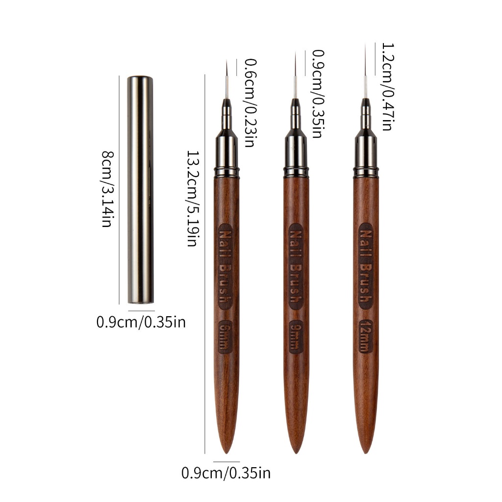 Lusluking 6/9/12/15/18MMไม ้ จันทน ์ Rod Nail Liner แปรงวาดเส ้ นลายภาพวาดดอกไม ้ ปากกา