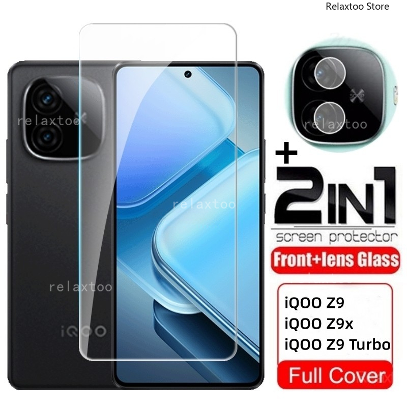 2in1 Full Transparent Tempered Glass For Vivo IQOOZ9 iQOO Z9 Z8 X Turbo Z9X Z8X Z9Turbo IQOOZ9X IQOO