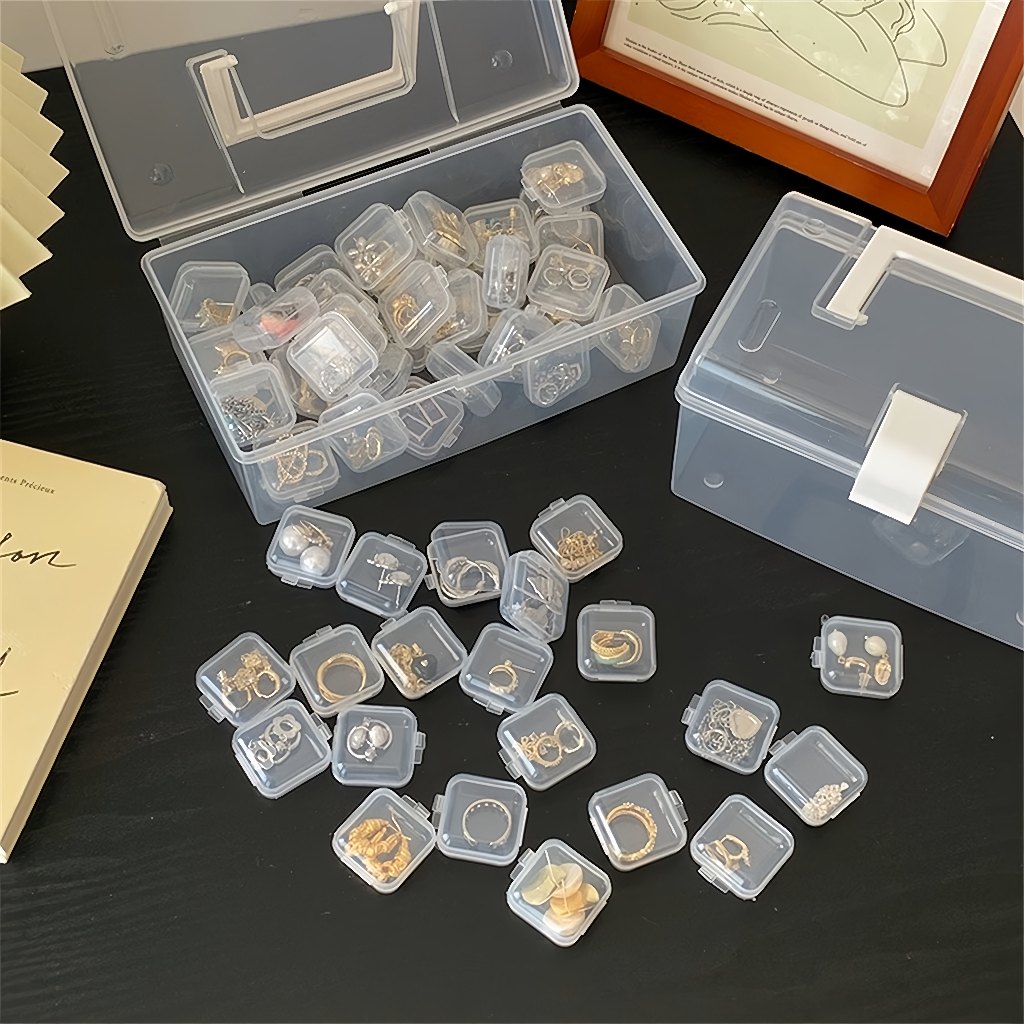 พลาสติกมินิใสเครื่องประดับกล่องขนาดเล็กตารางการจัดเก็บเครื่องประดับป้องกันการเกิดออกซิเดชันแบบพกพากล่องสร้อยคอสร้อยข้อมือต่างหูต่างหูชิ้นส่วนกล่อ - รูปที่ 5