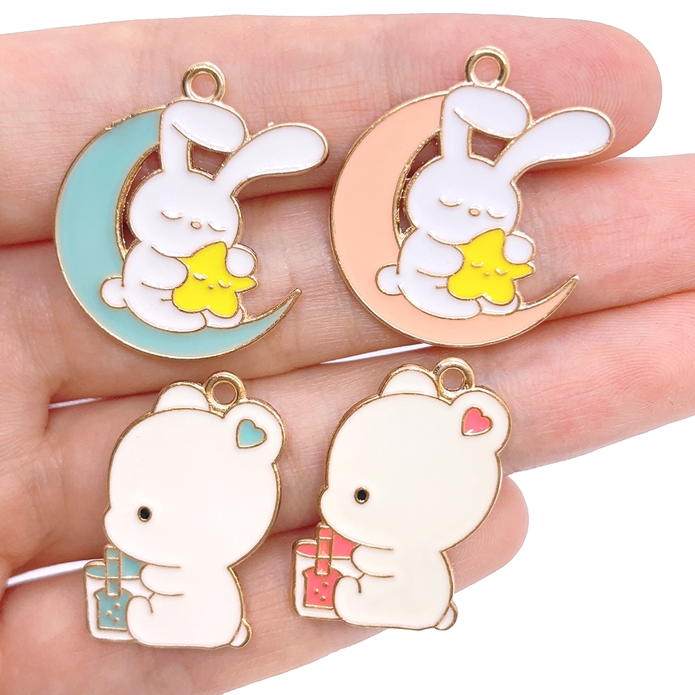 4 ชิ ้ นโลหะผสมกระต ่ าย Charm การ ์ ตูน Moon จี ้ น ่ ารักสร ้ อยข ้ อมือเครื ่ องประดับอุปกรณ ์ เสริมสําหรับทํา