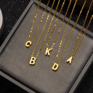 แฟชั ่ นสแตนเลส 26 ตัวอักษรตัวอักษรจี ้ สร ้ อยคอผู ้ หญิงทองเงินชุบ Chain วันเกิดของขวัญขายส ่ ง