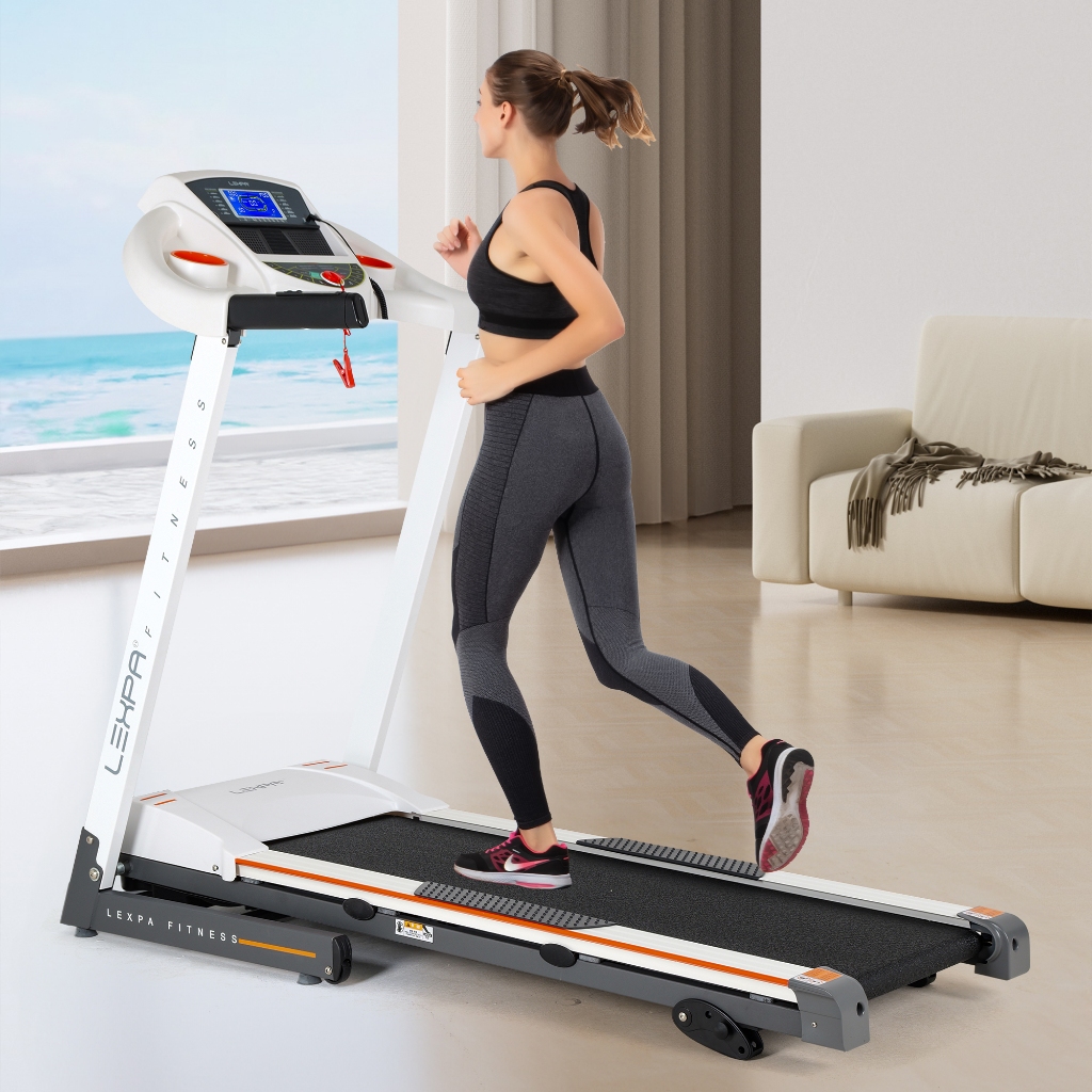 Leikefitness ลู่วิ่งไฟฟ้า treadmill เร็ว แรง ลู่วิ่งพับ เชื่อมต่อ ได้ ที่วัดชีพจร สปริงโช๊คอัพใหญ่พิเศษ