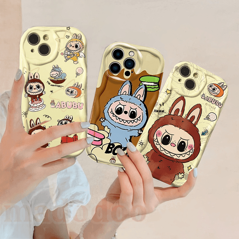 เคส Yellow Cream Edge Xiaomi Mi 14T 14 13 12 13T 12S 12X 11 Lite POCO X3 M3 NFC Pro Redmi Note 10 10S 9S 9 8 7 8A Cute Art Toy Brand POP MART Full Screen Of Labubu Mokoko Soft Phone Case Fine hole Silicone Airbag Shockproof Anti-fall Back Cover NY 139