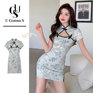 U Gonna S ชุดปรับปรุง Cheongsam โมเดิร์นแขนสั้นเซ็กซี่เหนือเ…