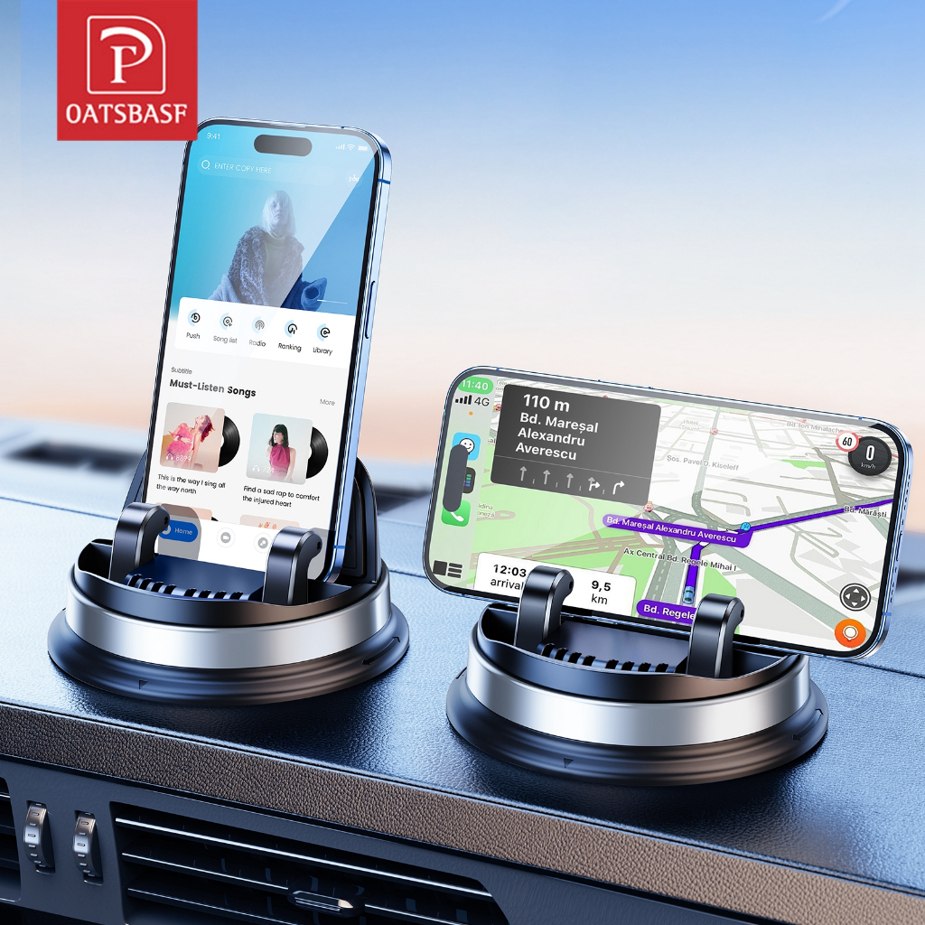 OATSBASF แผงควบคุมรถผู้ถือโทรศัพท์มือถือ ขาตั้งโทรศัพท์หมุน 360 องศา