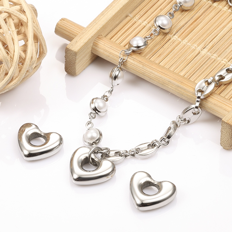 สแตนเลส Hollow Love จี้รูปหัวใจ Charms diy Handmade สร้อยข้อมือสร้อยคอเครื่องประดับอุปกรณ์เสริมวัสดุ - รูปที่ 3