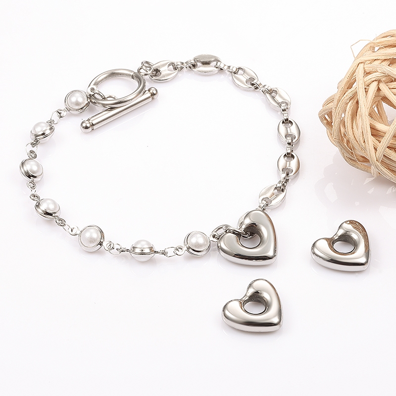 สแตนเลส Hollow Love จี้รูปหัวใจ Charms diy Handmade สร้อยข้อมือสร้อยคอเครื่องประดับอุปกรณ์เสริมวัสดุ - รูปที่ 4