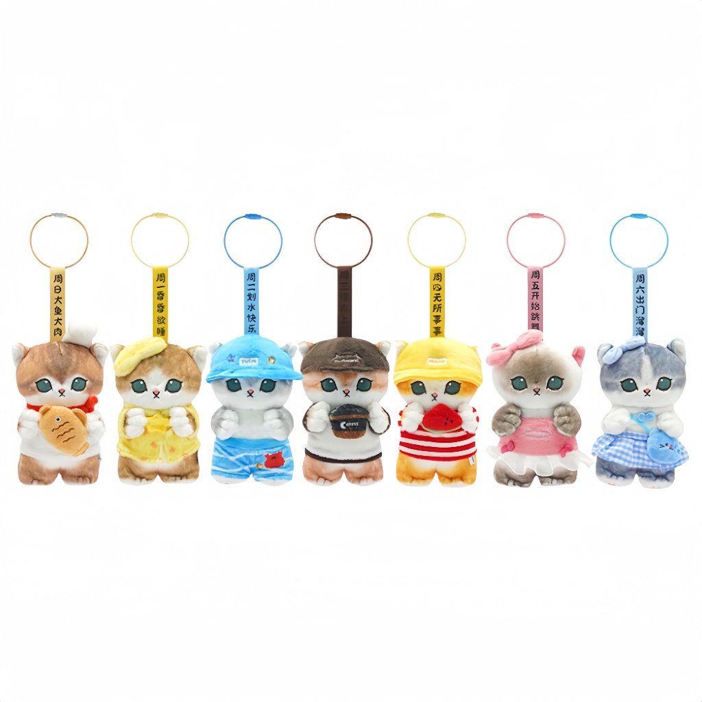 Mofusand อารมณ์ในสัปดาห์ Series ตุ๊กตาพวงกุญแจจี้แมวยัดไส้นุ่มน่ารัก Plushie ของขวัญวันเกิด