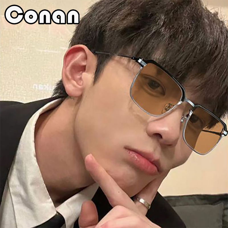 👓แว่นตาเปลี่ยนสี👓 -50~600° แว่นตาสายตาสั้นชายและหญิง แว่นป้องกันแสงสีฟ้า กรอบแว่นทรงสี่เหลี่ยม 147