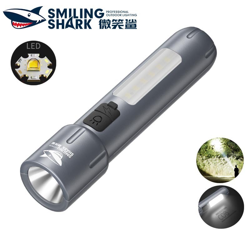 SmilingShark SD5248 ไฟฉาย led คบเพลิง ซุปเปอร์ไบรท์ กับ C0B ไฟด้านข้าง 4 โหมด Type-C ชาร์จใหม่ได้ กันน้ำเดินป่าตั้งแคมป์กลางแจ้ง