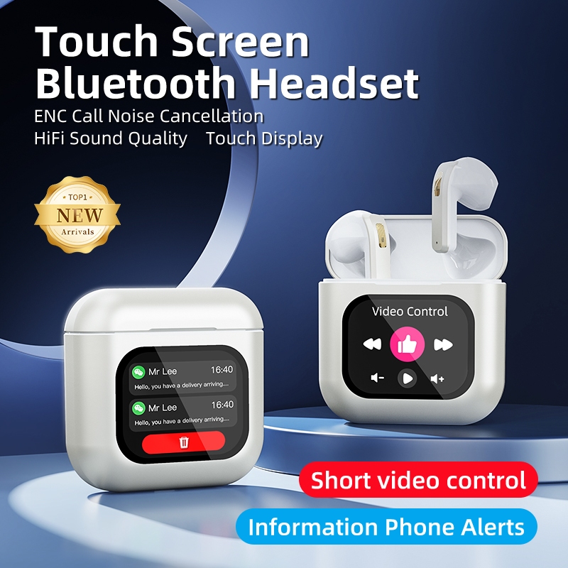 2.01 หน้าจอสี TFT หูฟัง TWS ENC Noise Cancelling สมาร์ทไร้สายหูฟังบลูทูธกีฬาพร้อมหน่วยความจํา 8GB รองรับ APP สําหรับ iPhone Xiaomi โทรศัพท์