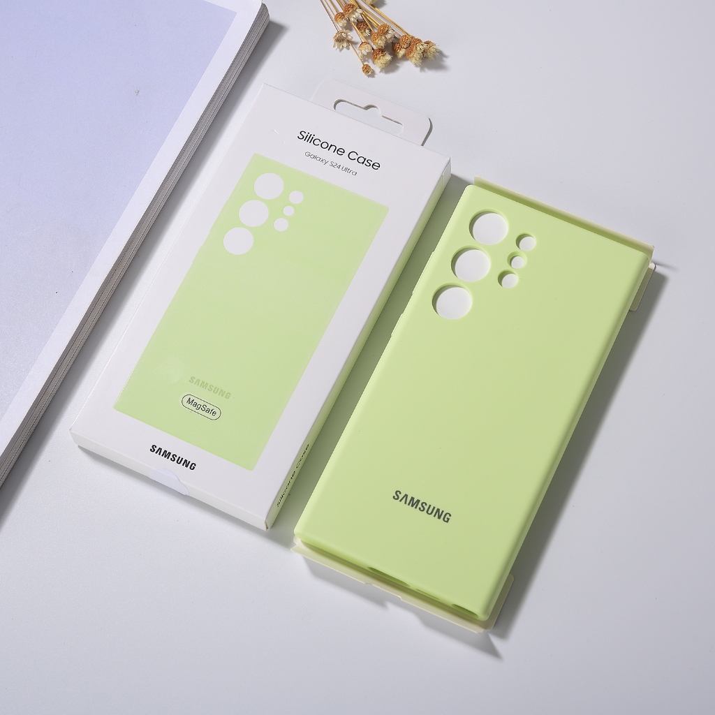 Original Magnetic Case ซิลิโคนเหลวรองรับการชาร ์ จไร ้ สายสําหรับ Samsung Galaxy S24/S24 PLUS/S24 ULTRA Silky Matte Shell