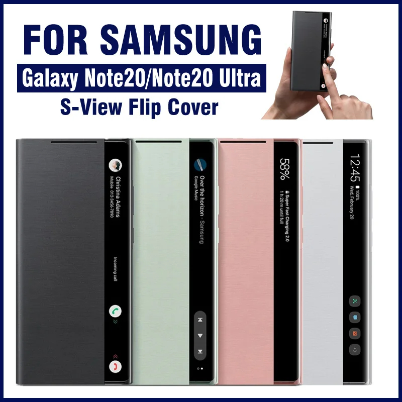 Original Samsung Mirror Smart View Flip Case สําหรับ Galaxy หมายเหตุ 20 / Note20 Ultra 5G โทรศัพท์ LED ฝาครอบ S-View กรณี EF-ZN985