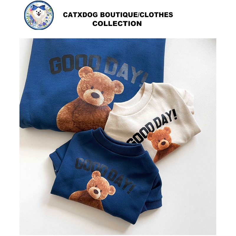 【ข้อเสนอพิเศษ】 เสื้อสุนัขพิมพ์ลายหมีแฟชั่น/เสื้อผ้าสัตว์เลี้ยงสไตล์เรียบง่ายสำหรับตุ๊กตาชิสุห์ขนาดเล็กและขนาดกลาง