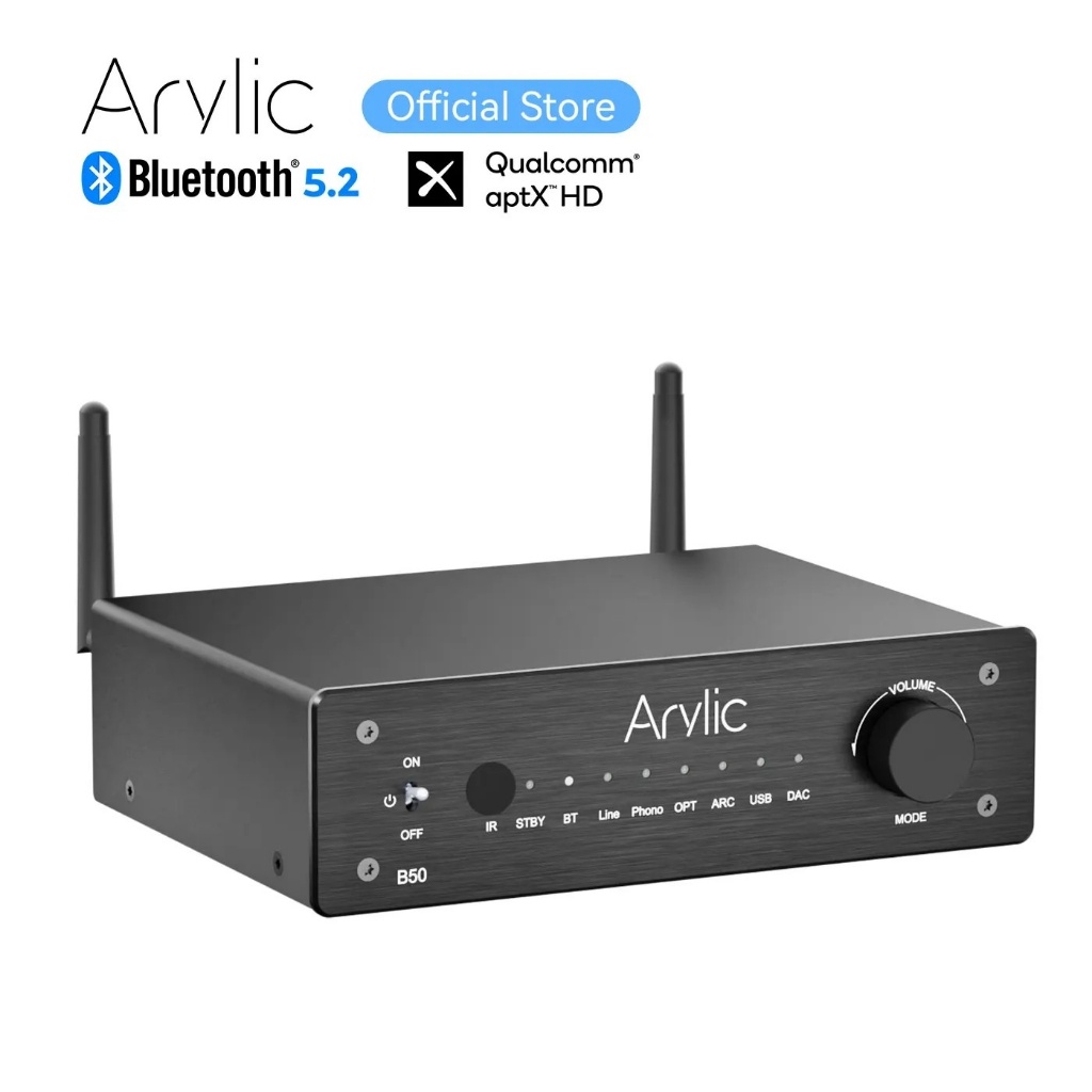 B50 บลูทูธ5.2 ตัวรับสัญญาณ AptX HD อะแดปเตอร์เสียงเครื่องขยายเสียงไร้สายสําหรับทีวีบ้านหูฟังสเตอริโอ
