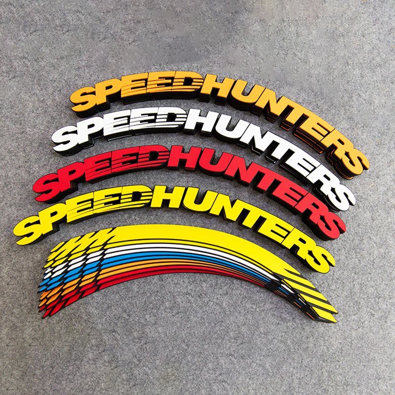 SPEED HUNTERS สติกเกอร์ยางตัวอักษร 3D Tyre Siamese PVC ตกแต่งล้อ