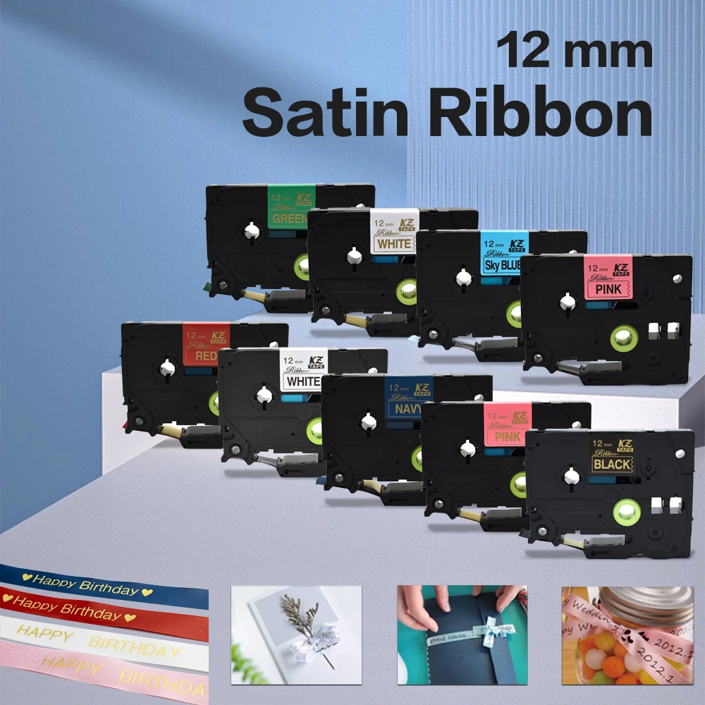 3pk 12 มม.TZe-Satin-Ribbon TZ เทปฉลากสําหรับ Brother TZ-RE34 TZ-RN34 TZ-R234 TZR231 Compatible Broth