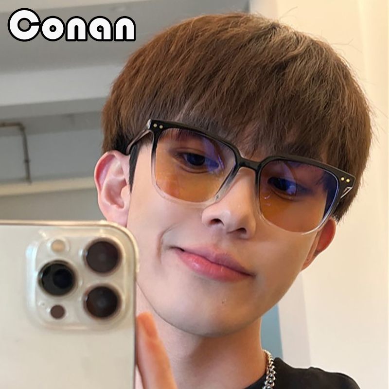 👓แว่นตาเปลี่ยนสี👓 -50~600° แว่นตาสายตาสั้นชายและหญิง แว่นป้องกันแสงสีฟ้า กรอบแว่นทรงสี่เหลี่ยม 004