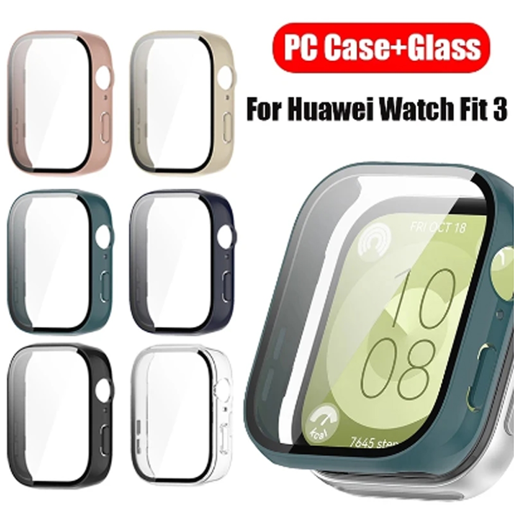 สําหรับ Huawei Watch Fit 3 Fit3 เคสกระจกนิรภัยป ้ องกันหน ้ าจอฟิล ์ มกันชนป ้ องกันเต ็ มรูปแบบ