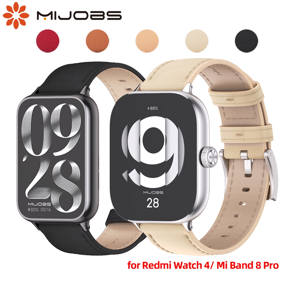Mijobs สายหนังแท้สําหรับ Redmi Watch 4 / Mi Band 9 Pro Quick Release ขั้วต่อโลหะ Smart Watch Band สําหรับ Mi Band 8 Pro ผู้ชายผู้หญิงสร้อยข้อมือสายรัดข้อมืออุปกรณ์เสริม