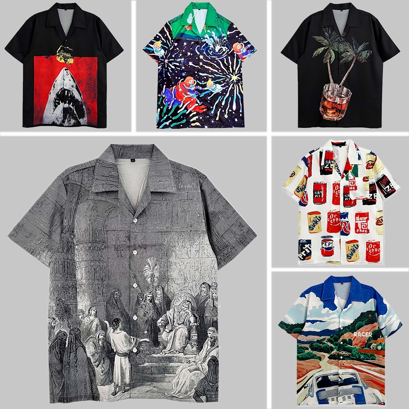 Dark Icon Printd เสื้อผู้ชายฤดูร้อนสบายๆแขนสั้น Street Retro เสื้อแฟชั่นเสื้อ Streetwear Hip Hop เสื้อผู้ชาย