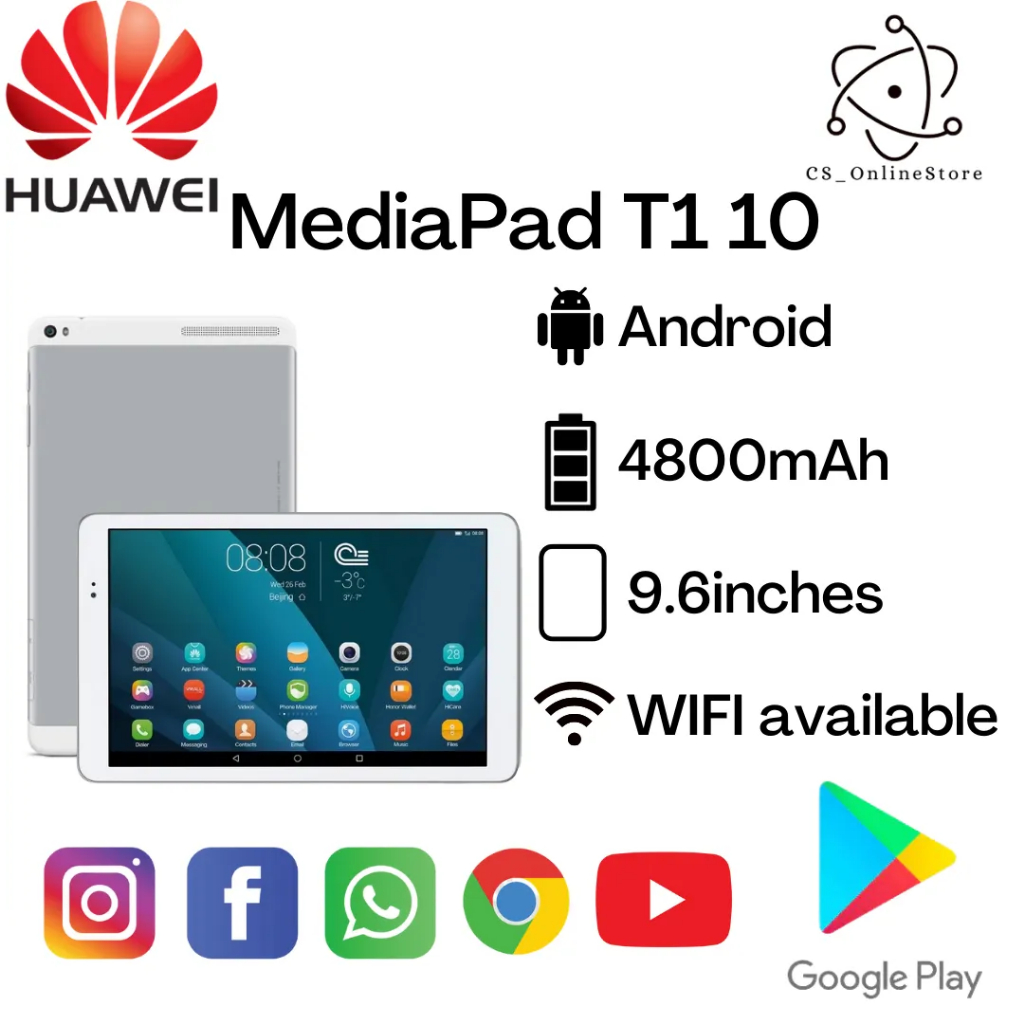 (HUAWEI) Honor MEDIAPAD T1 10 (T1- A23L/A21W) แท็บเล็ตพีซี 4G ใช้รองรับ Youtube lite & tiktok lite