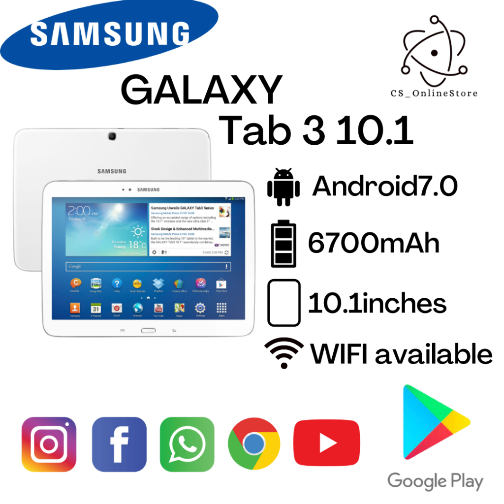 Andorid 7.1 global rom android tablet- Galaxy Tab 3 (GT- P5200/210) 5G WIFI 10.1 นิ้ว - 16GB รองรับ google meet andonline class