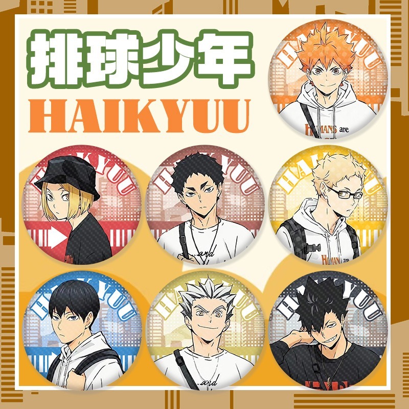 Haikyuu Hinata Shoyo Kageyama Tsukishima อะนิเมะ Tinplate โลหะ Badge Pin อะนิเมะอุปกรณ ์ ต ่ อพ ่ วงสะสมของขวัญคอลเลกชัน