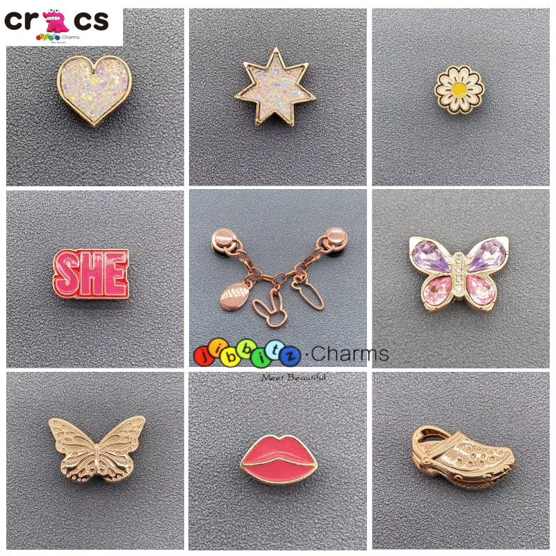 Crocs jibbitz หัวเข็มขัดรองเท้าโลหะผีเสื้อแท้คุณภาพสูง DIY อุปกรณ์เสริมรองเท้าแฟชั่น