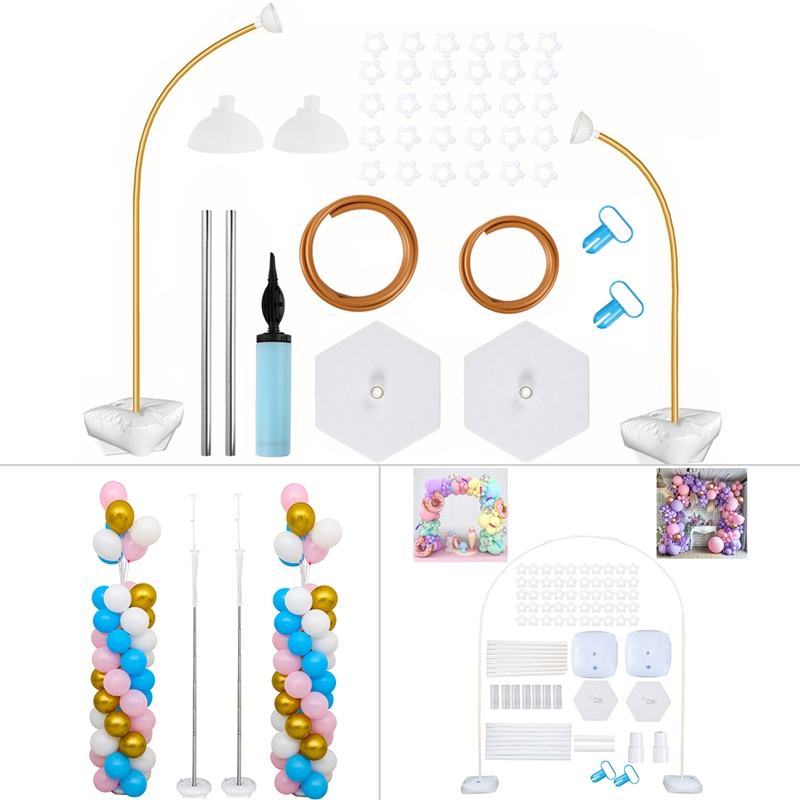 Reusable โลหะ Ballon คอลัมน ์ ชุดฐานน ้ ําปรับบอลลูน Arch Stand ชุดขาตั ้ งพลาสติกสําหรับงานแต ่ งงานวันเกิด Graduation Party Supplies